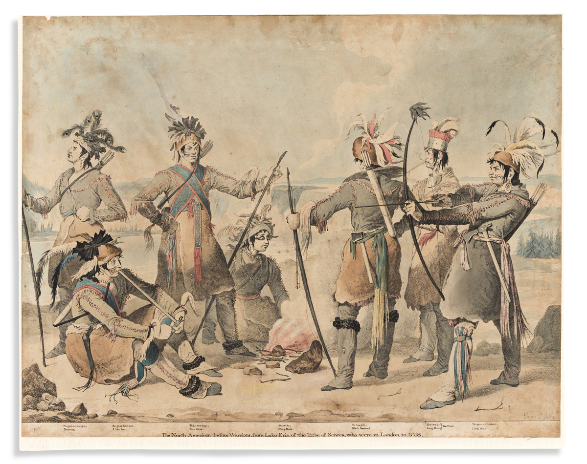 (COMMERCE & EXPANSION.) Denis Dighton; lithographer. The North American Indian Warriors, from Lake Erie, of the Tribe of Seneca,
